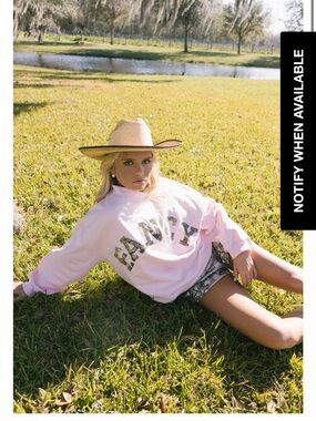 Fancy D Boutique-Pink with Camo Letters Mock Neck Sweatshiry